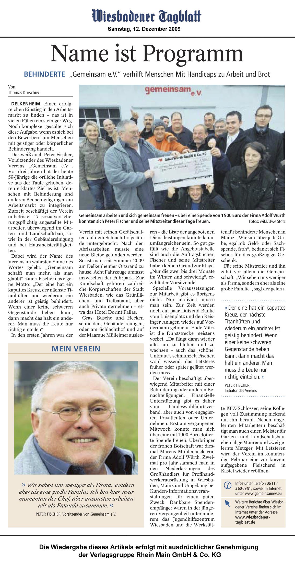 Artikel Wiesbadener Tageblatt 2009
